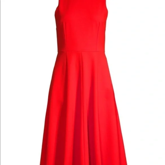 NWT Trina Turk Bacall Crepe Sleeveless Midi Fit & Flare Dress in Red - Picture 3 of 8